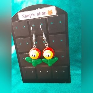 Super mario fire flower earrings